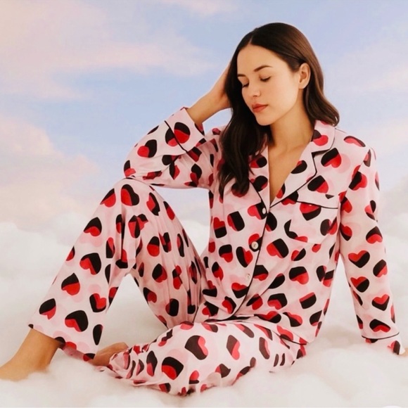 kate spade Other - 🩷Kate Spade New York Long-sleeve Pajama Set, Size L, Pink/Black/Red